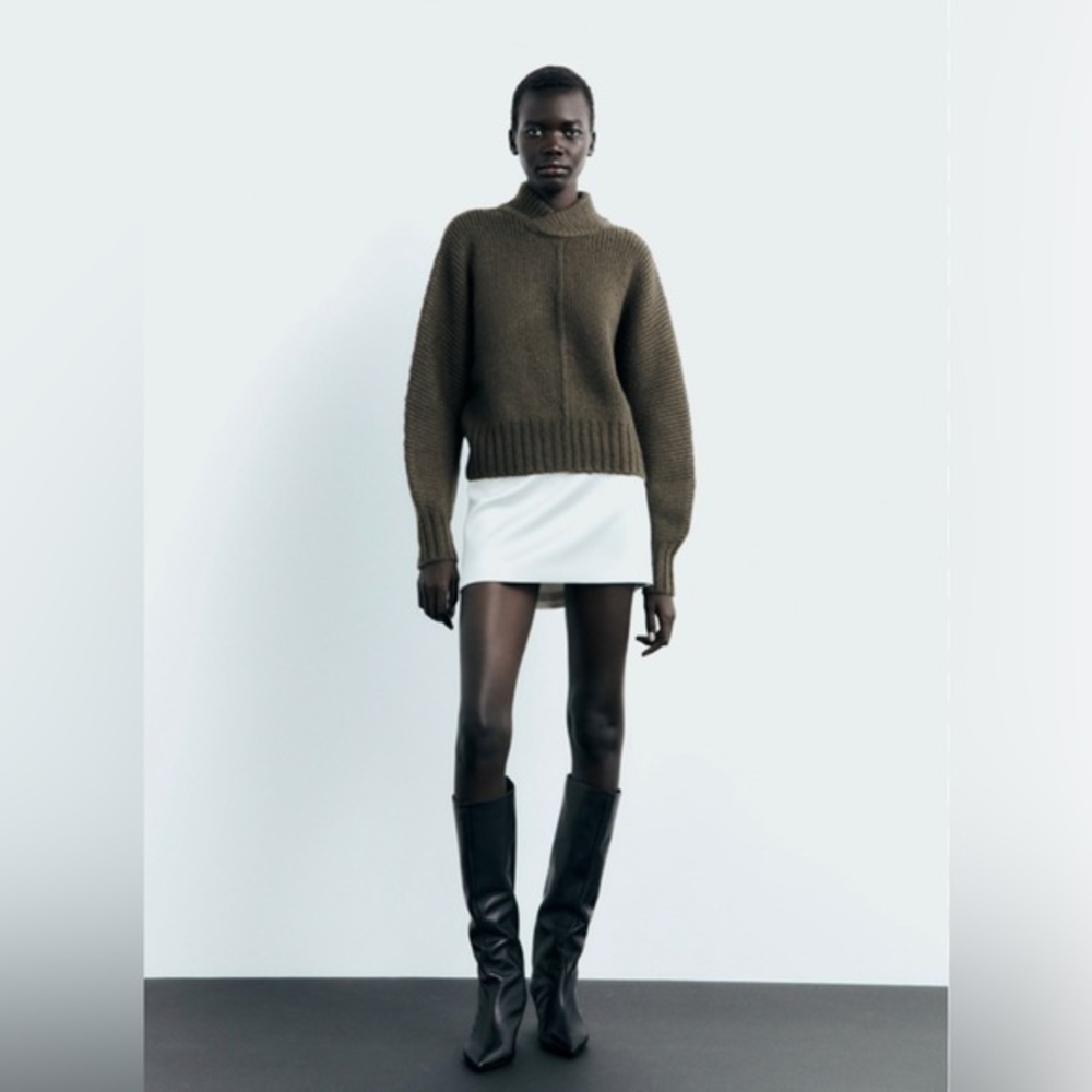 Zara V neck brown Seamed Knit Sweater Top Jumper Size Small GORGEOUS! Fashion